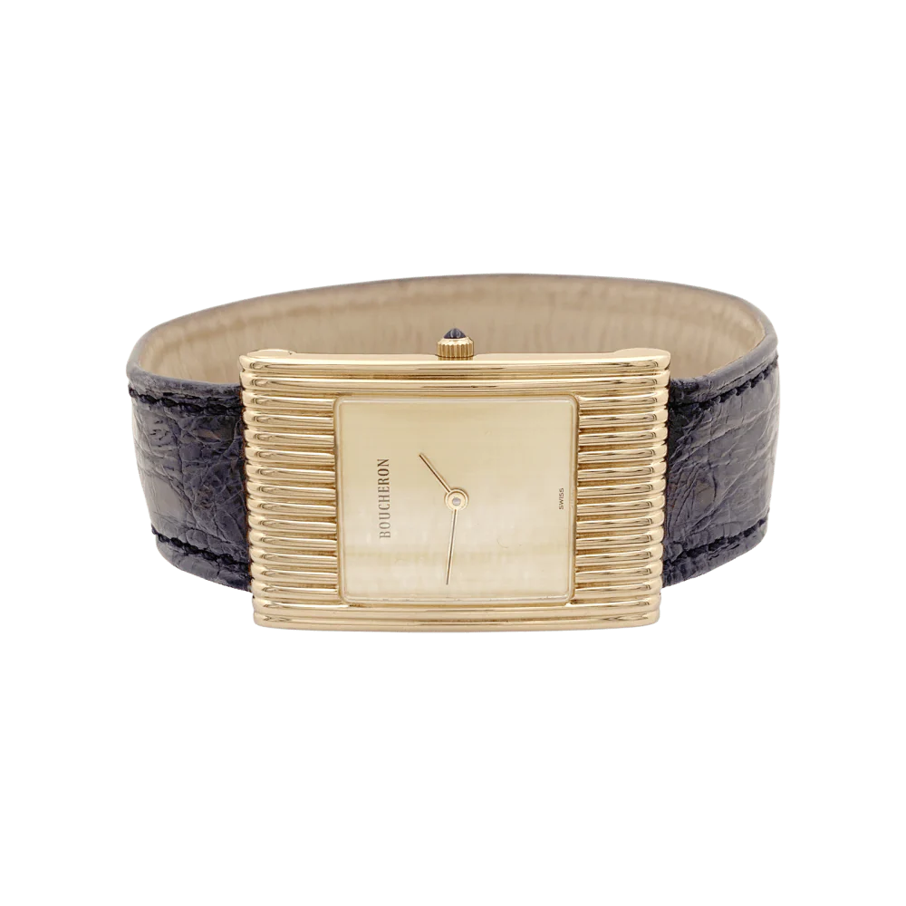 Montre BOUCHERON "Reflet" en or jaune et cuir - Image 3