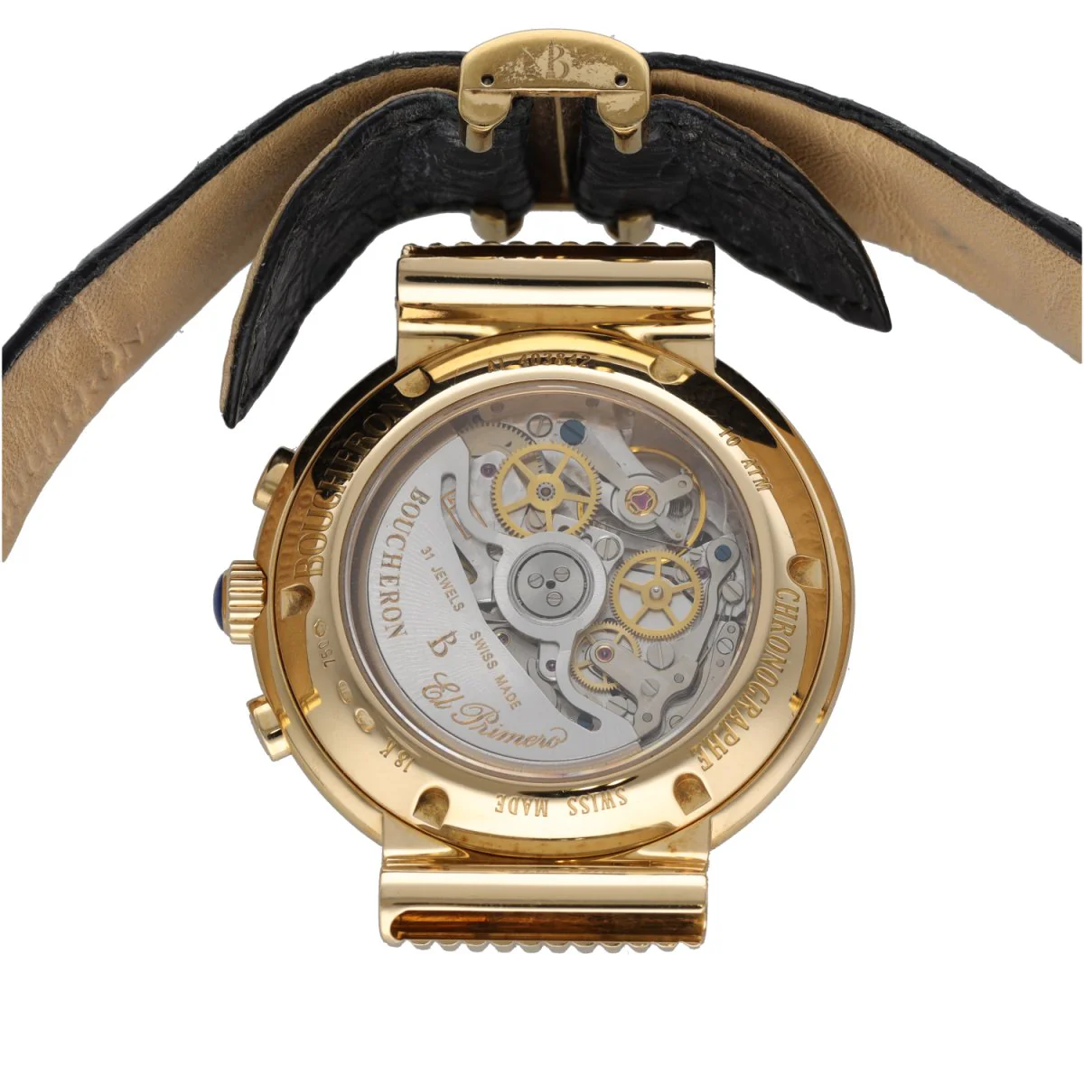 Montre BOUCHERON "Solis" en or jaune et cuir - Image 4