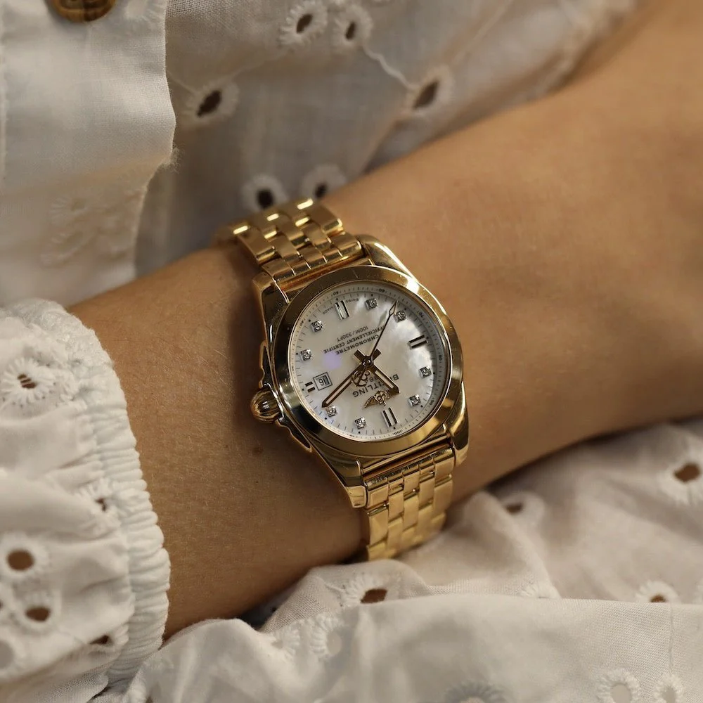 Montre BREITLING "Lady Galactic" en or rose, nacre, quartz et diamant - Image 2