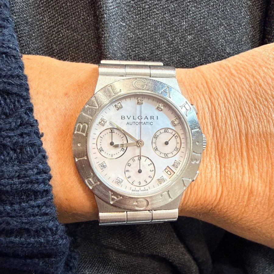 Montre BULGARI  "Diagono" en acier et diamants - Image 2