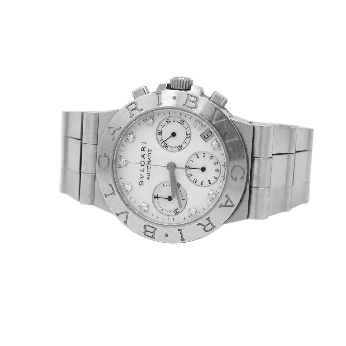Montre BULGARI  "Diagono" en acier et diamants - Image 3