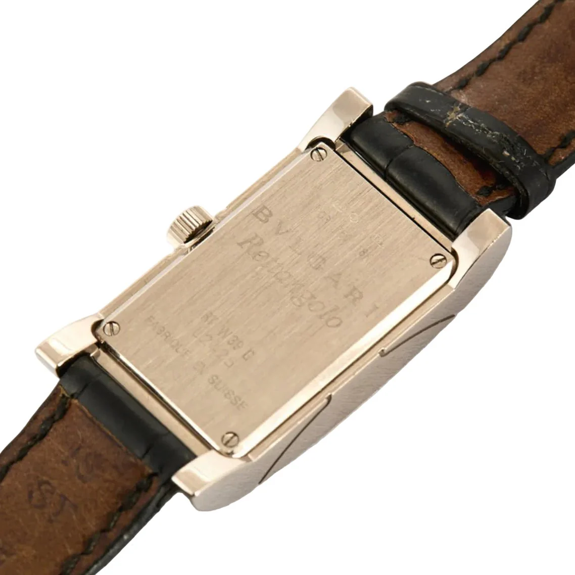 Montre BULGARI "Retrangolo" en or blanc, cuir, quartz et diamants - Image 6