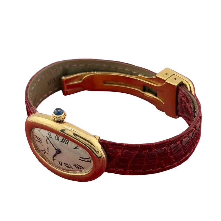 Montre CARTIER "Baignoire" en or jaune et cuir - Image 3