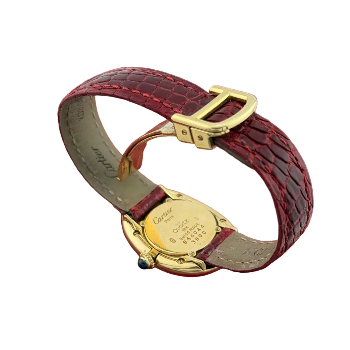 Montre CARTIER "Baignoire" en or jaune et cuir - Image 4