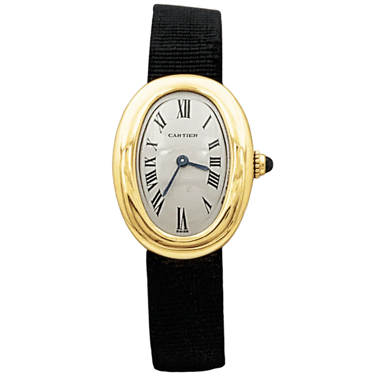 Montre CARTIER "Baignoire" en or jaune, acier et cuir