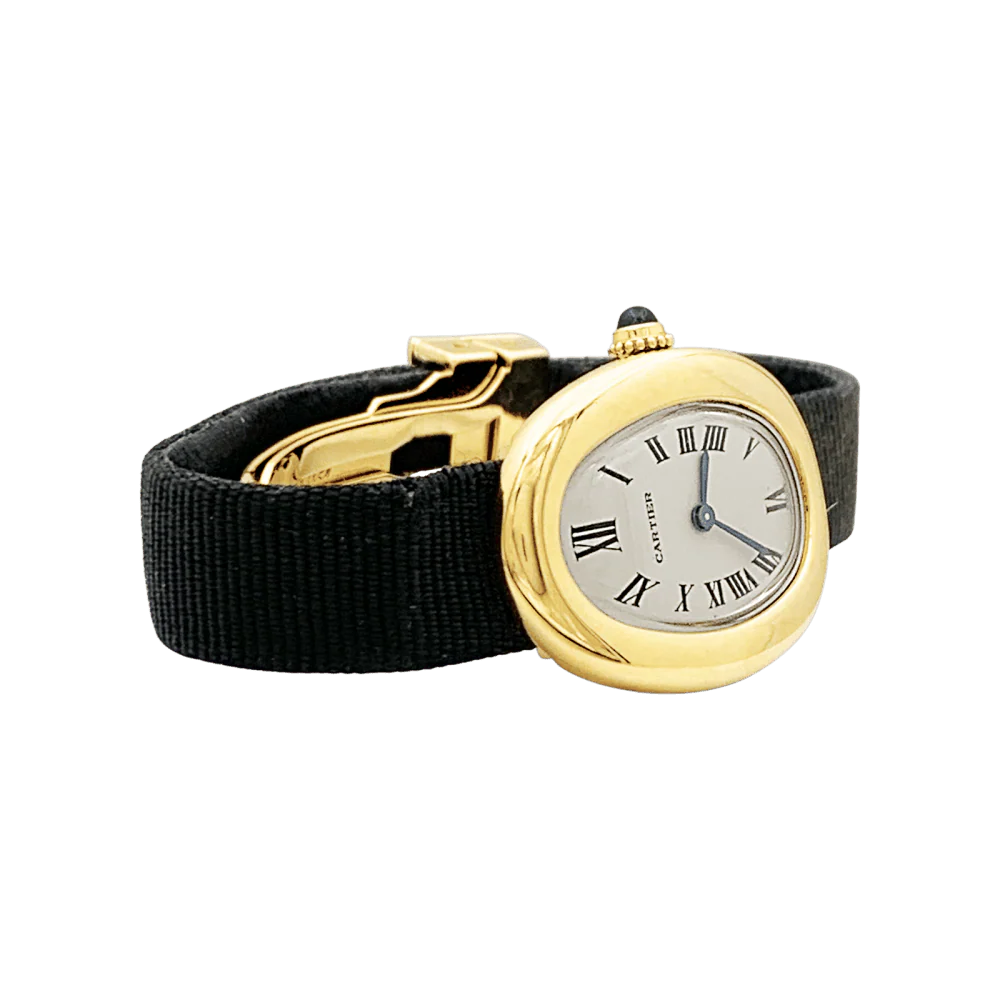 Montre CARTIER "Baignoire" en or jaune, acier et cuir - Image 5