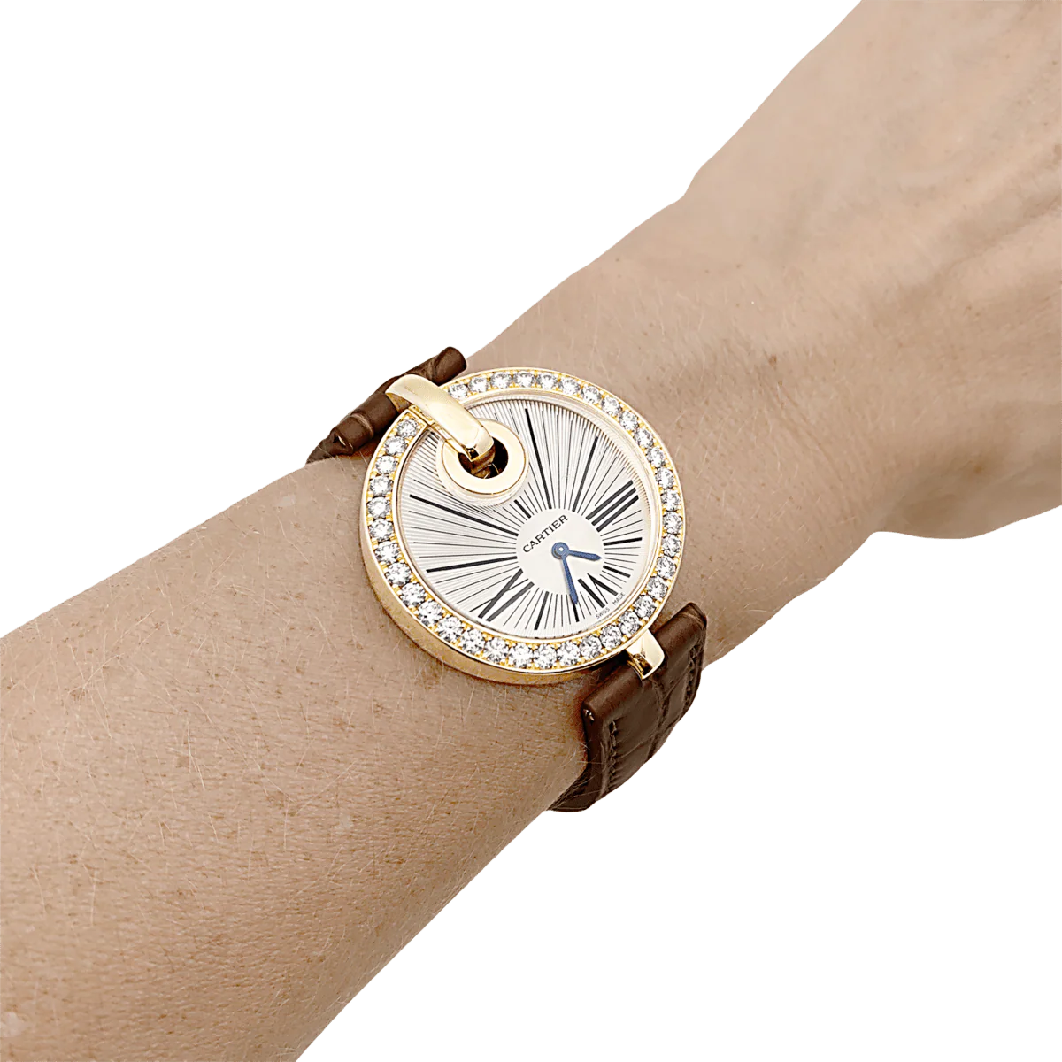 Montre CARTIER "Captive" en or jaune, acier, cuir et diamants - Image 2