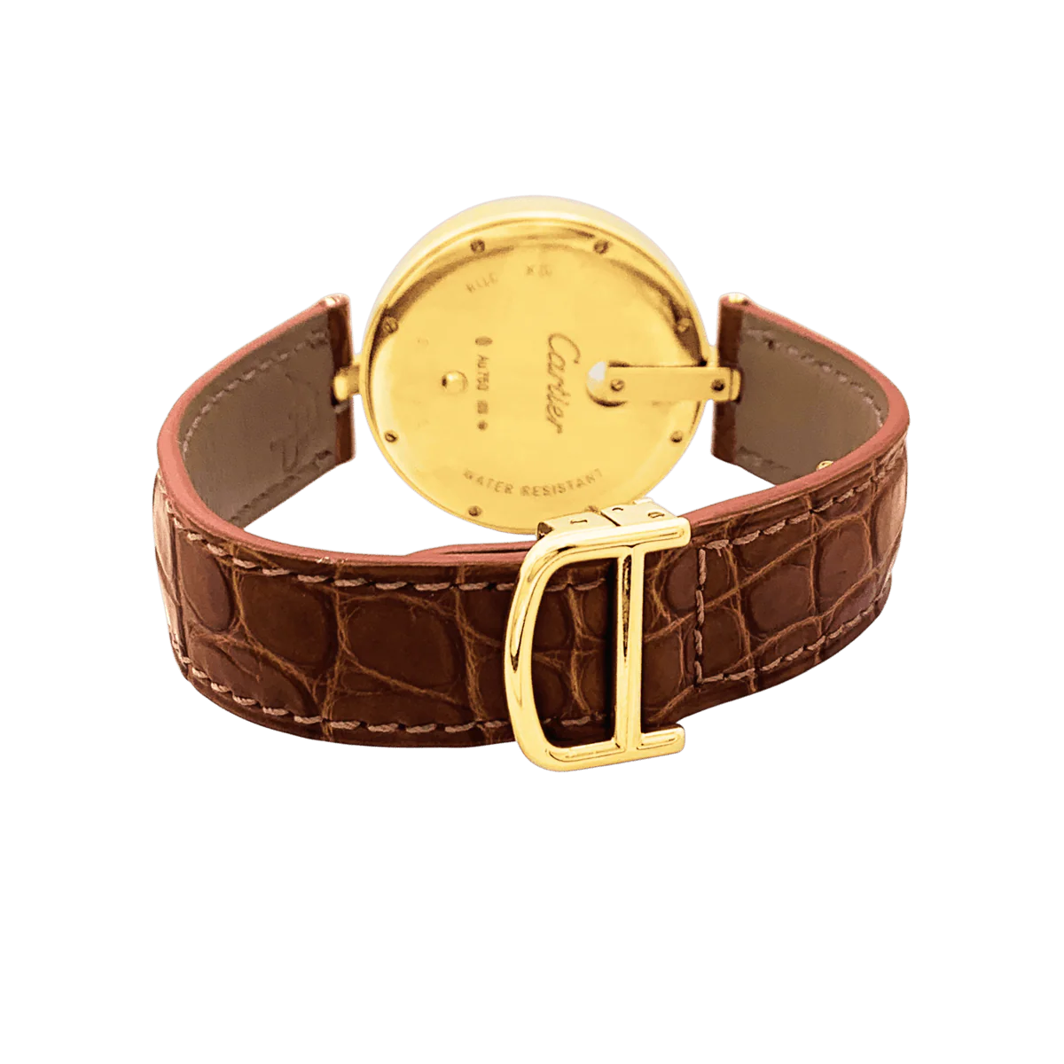 Montre CARTIER "Captive" en or jaune, acier, cuir et diamants - Image 4