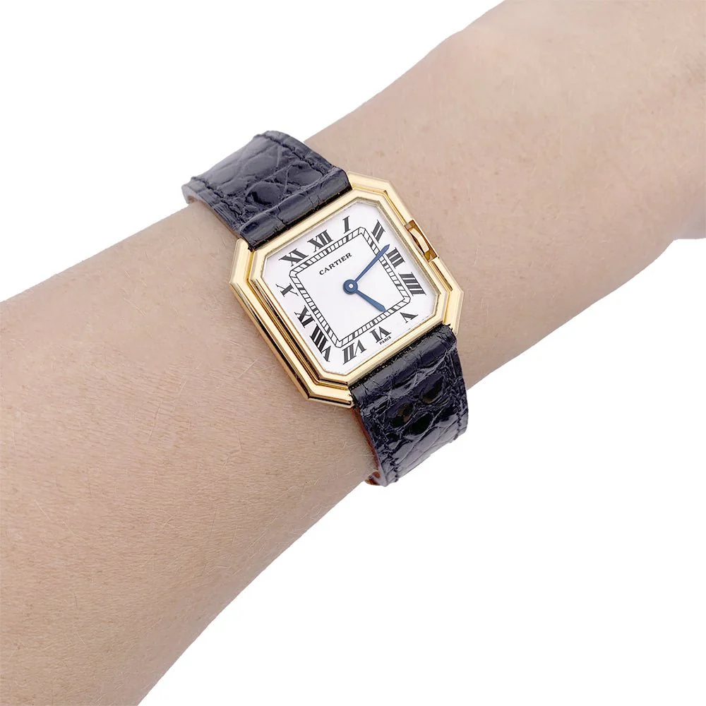 Montre CARTIER "Ceinture" en or jaune et cuir - Image 2