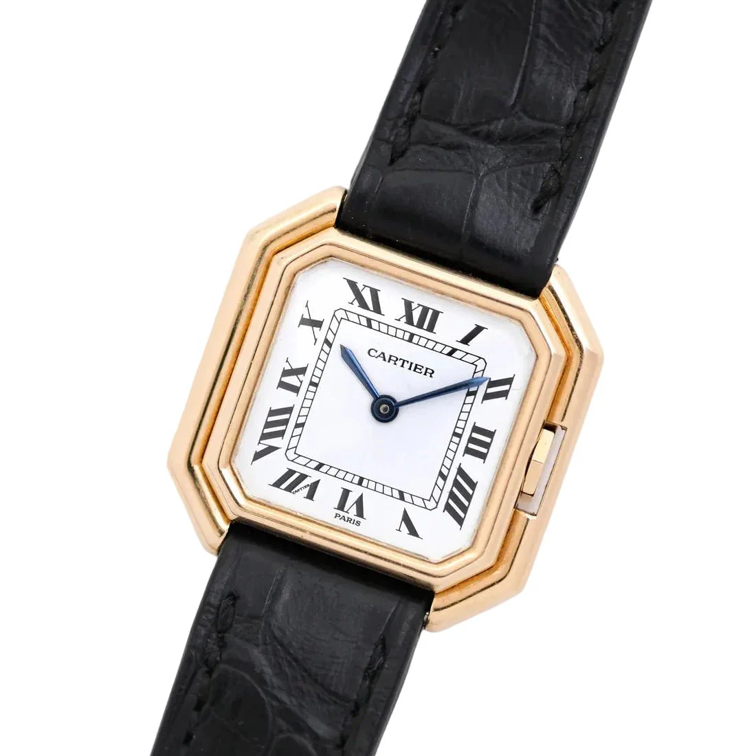 Montre CARTIER "Ceinture" PM en or jaune et cuir - Image 4