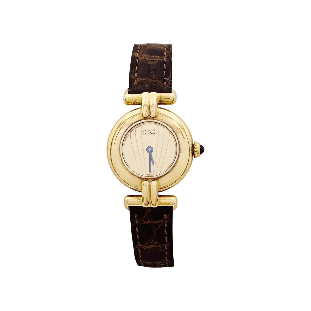 Montre CARTIER "Colisée Must" en argent, vermeil et cuir