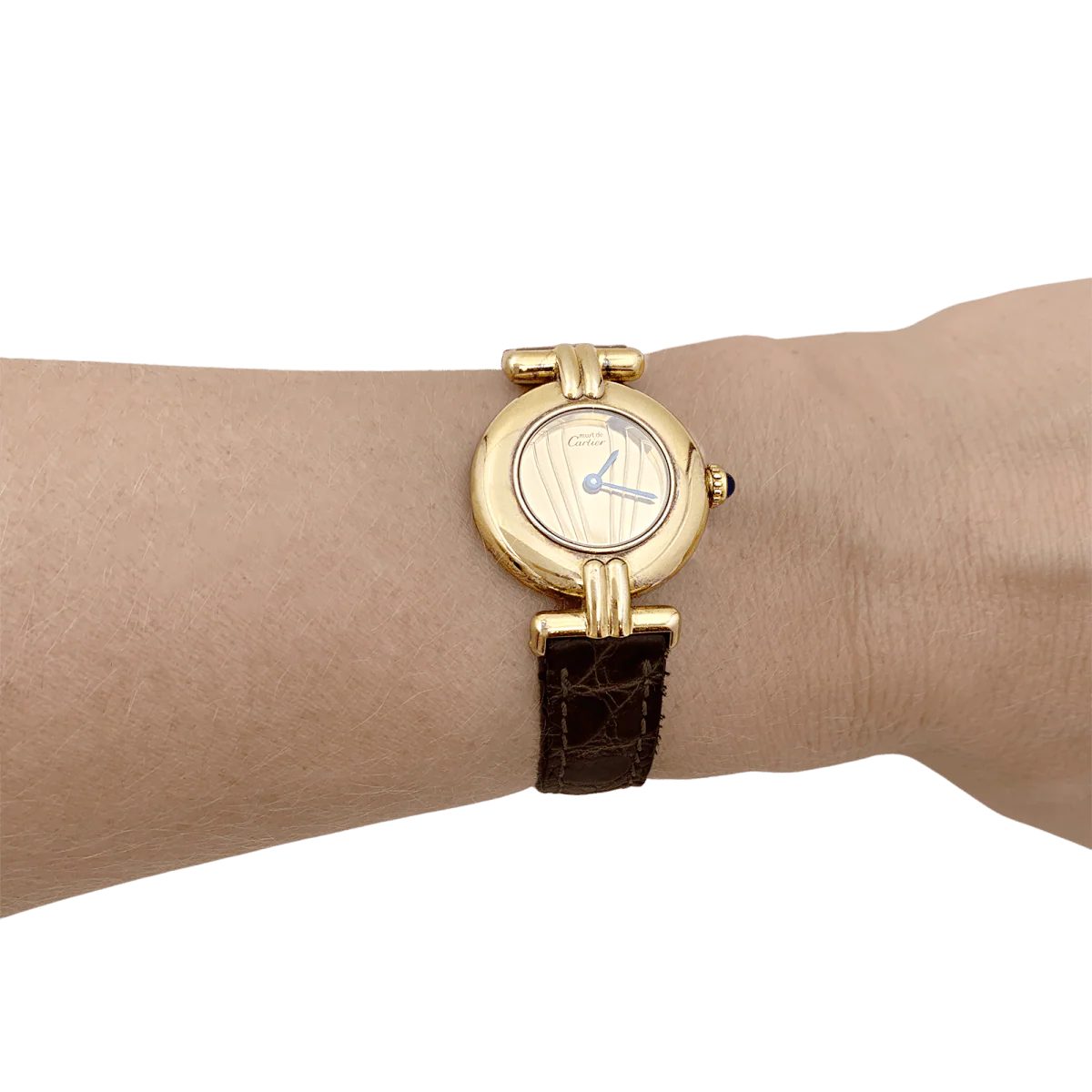 Montre CARTIER "Colisée Must" en argent, vermeil et cuir - Image 2