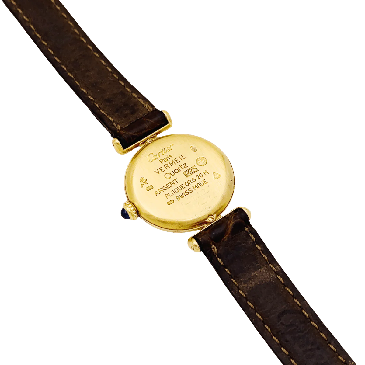 Montre CARTIER "Colisée Must" en argent, vermeil et cuir - Image 4