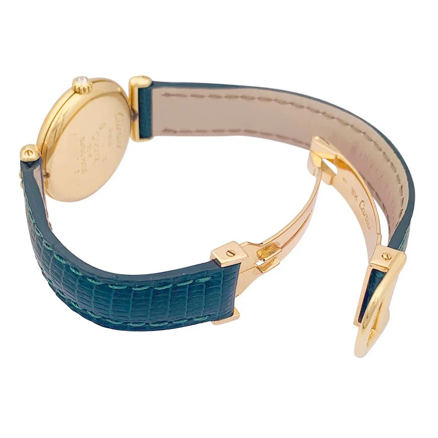 Montre CARTIER "Colisée" en or jaune, cuir et diamants - Image 3