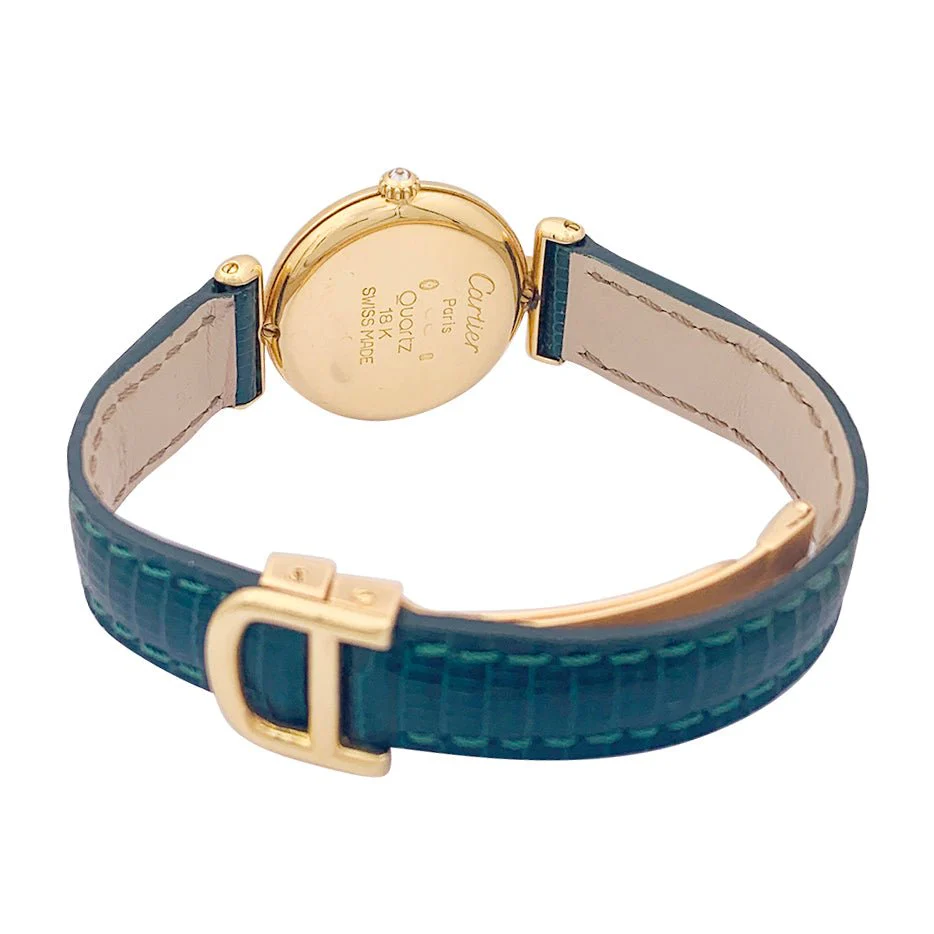 Montre CARTIER "Colisée" en or jaune, cuir et diamants - Image 5