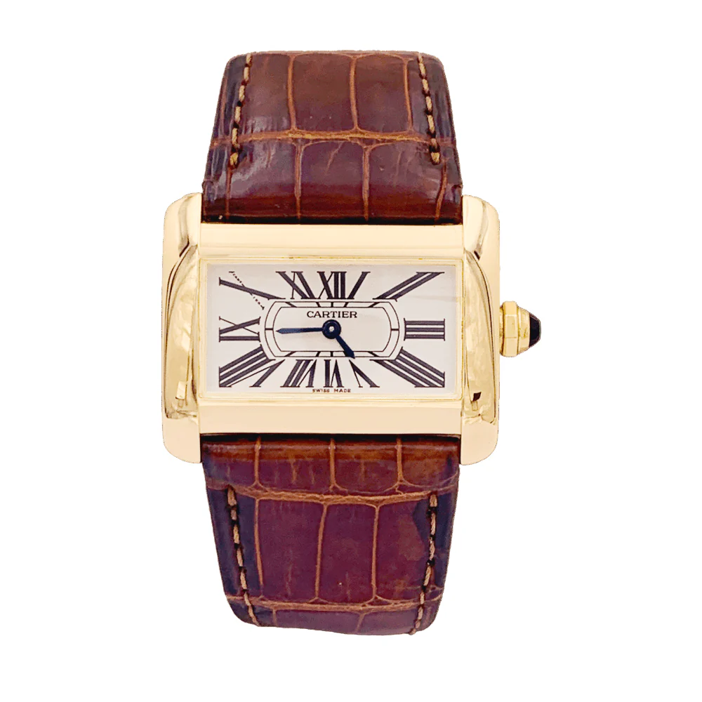 Montre CARTIER "Divan" en or jaune et cuir