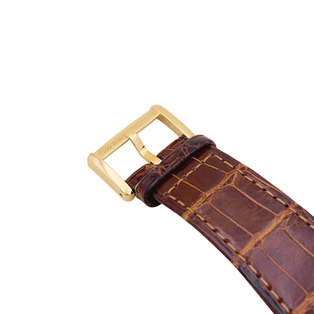 Montre CARTIER "Divan" en or jaune et cuir - Image 5