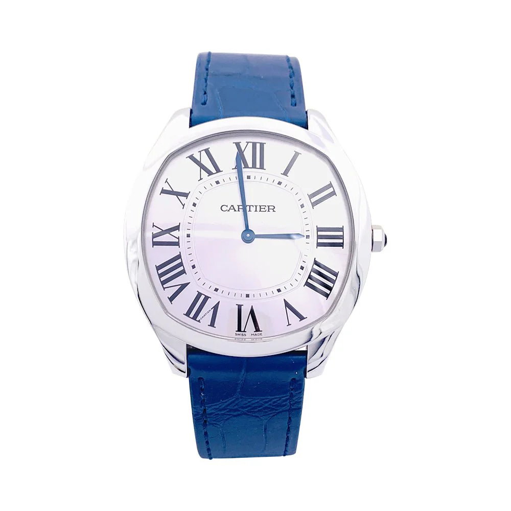 Montre CARTIER "Drive de Cartier Extra-Plate" en acier et cuir