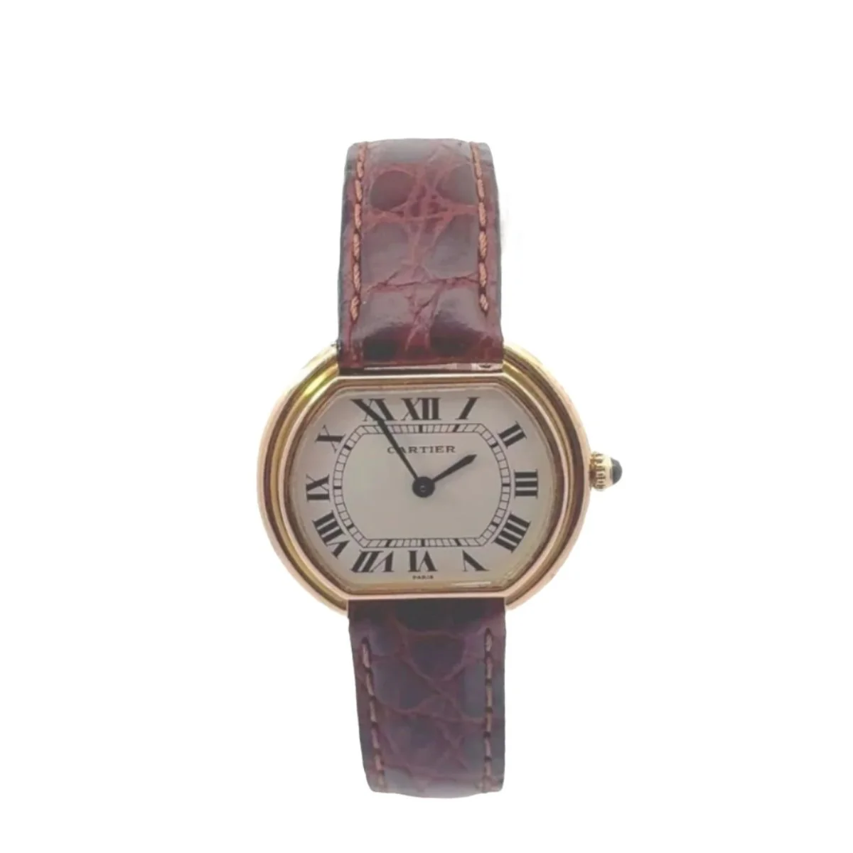 Montre CARTIER "Ellipse" en or jaune et cuir