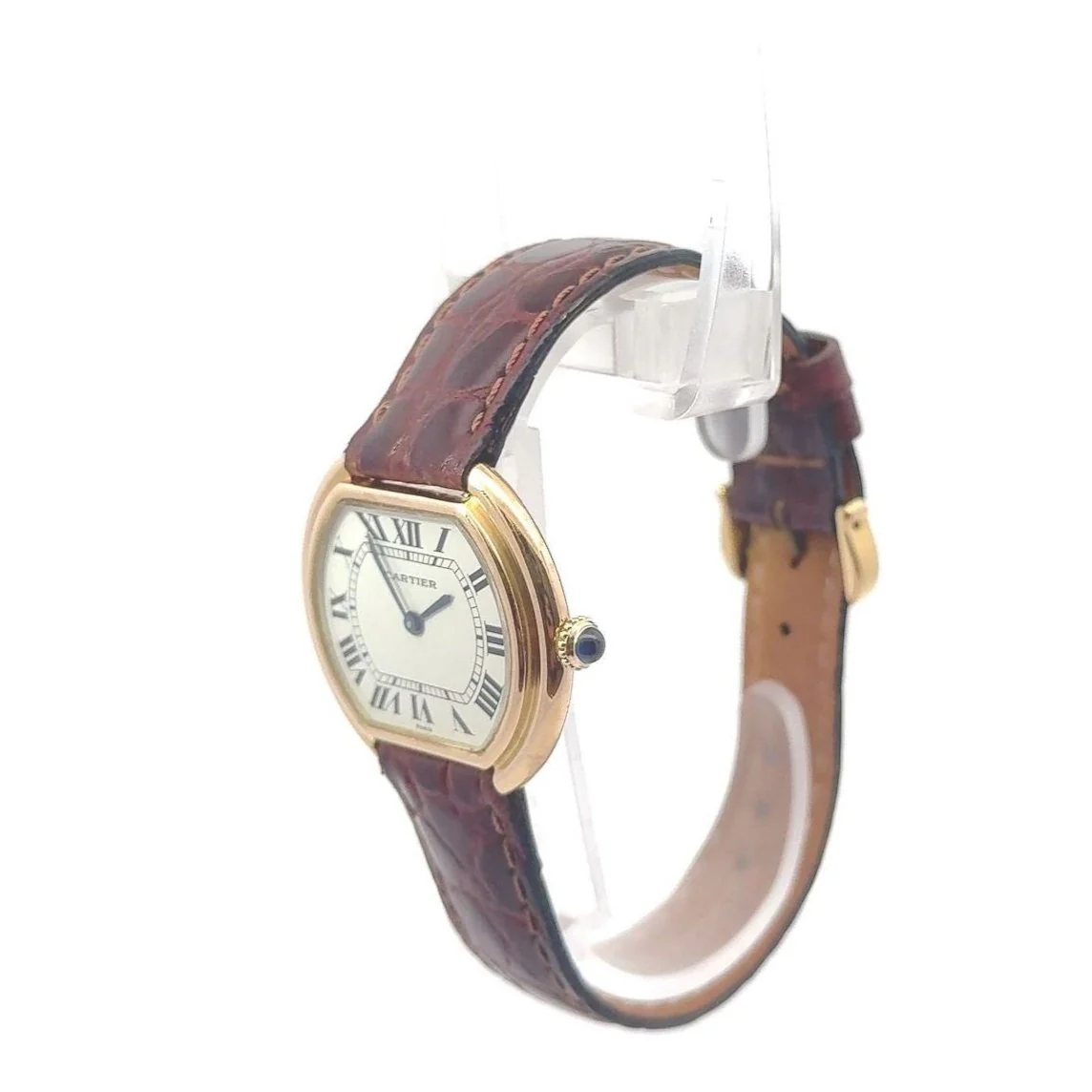 Montre CARTIER "Ellipse" en or jaune et cuir - Image 4