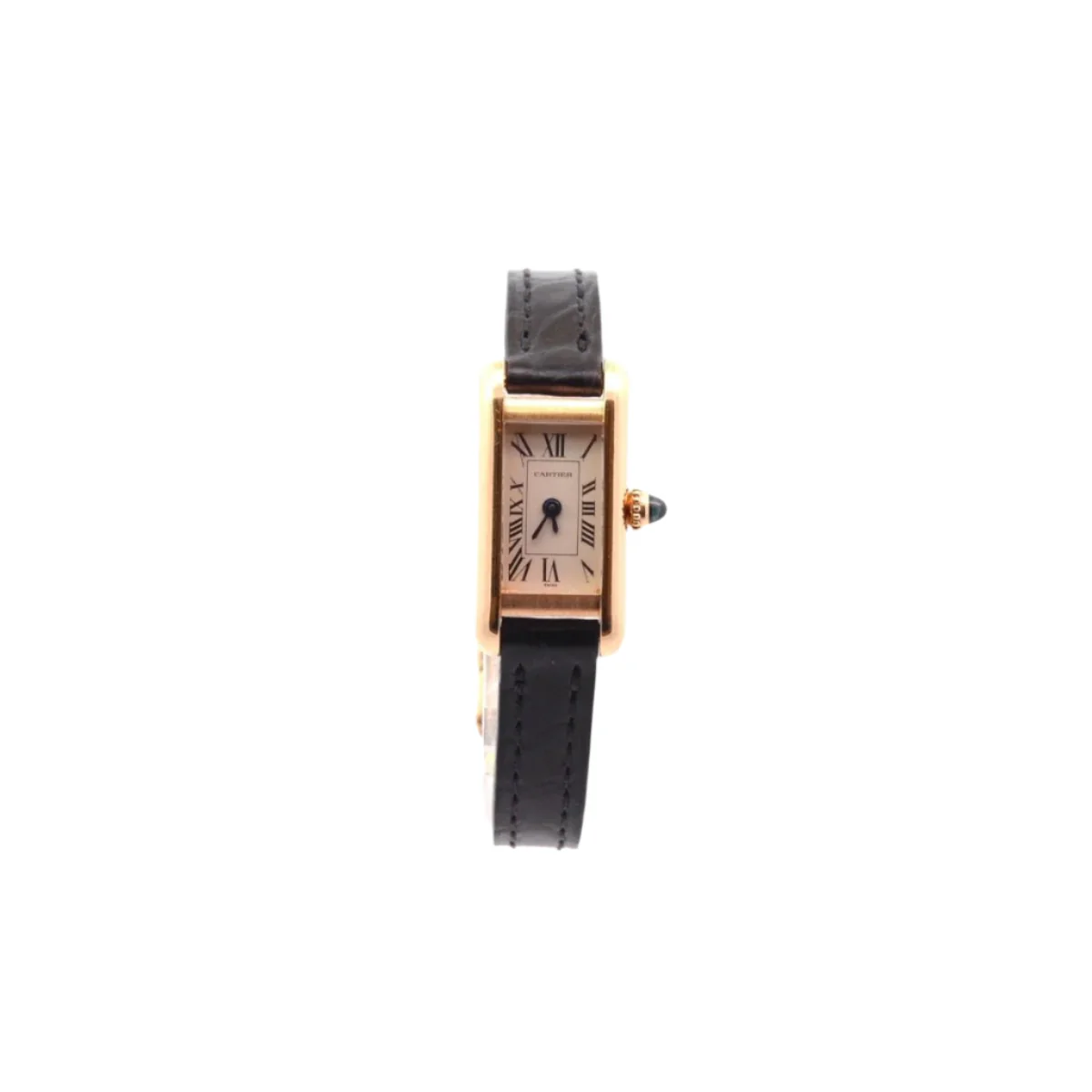 Montre CARTIER "Mini Tank" en or jaune et cuir