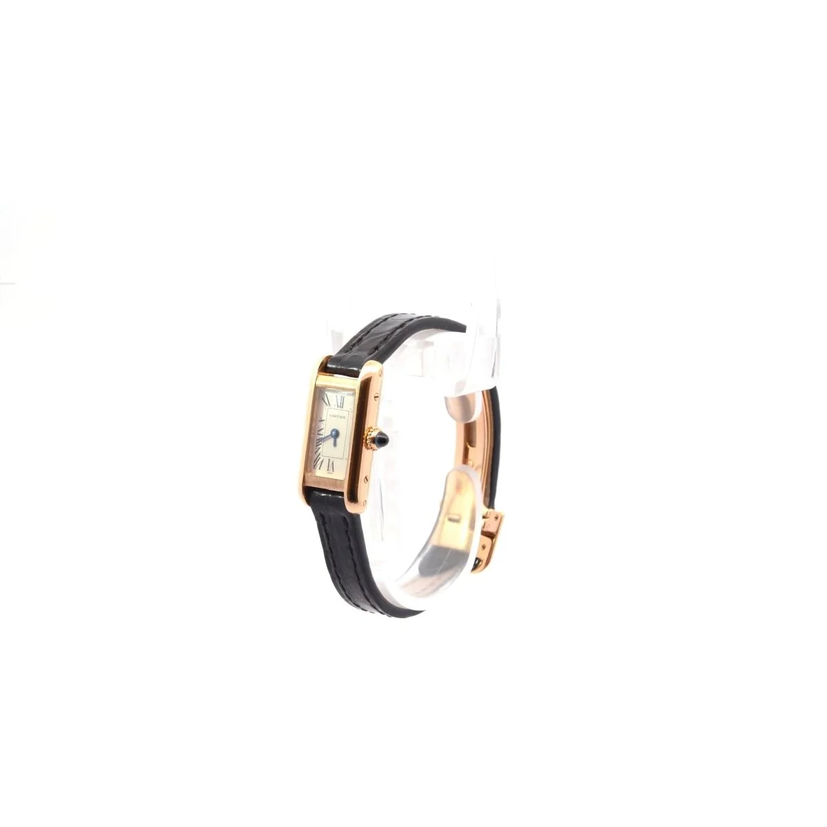 Montre CARTIER "Mini Tank" en or jaune et cuir - Image 3