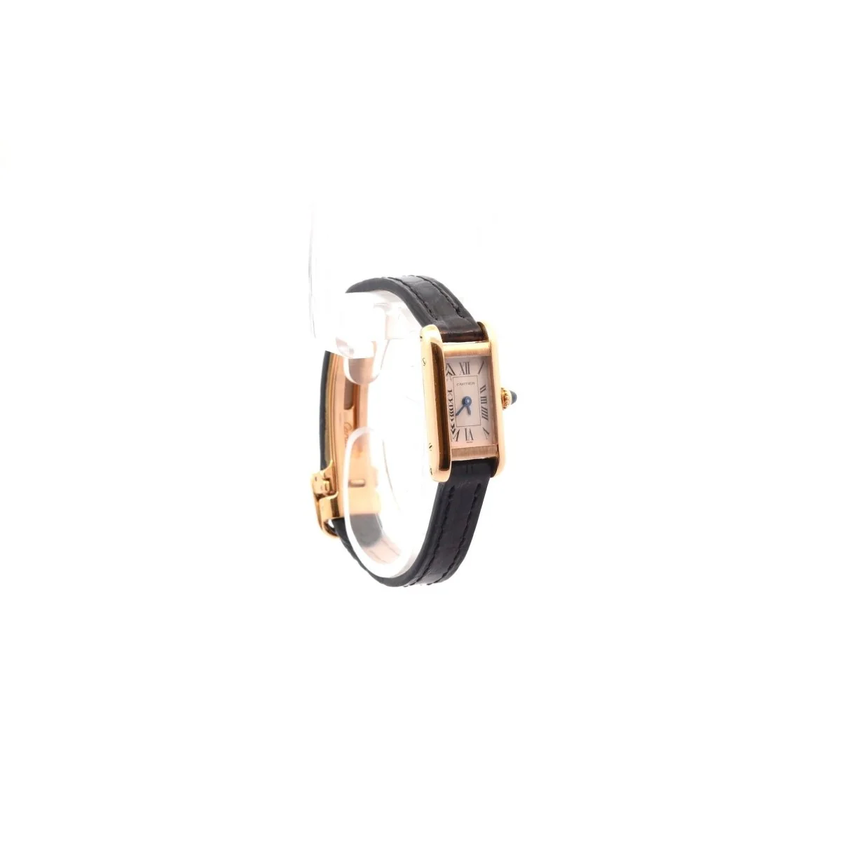 Montre CARTIER "Mini Tank" en or jaune et cuir - Image 4