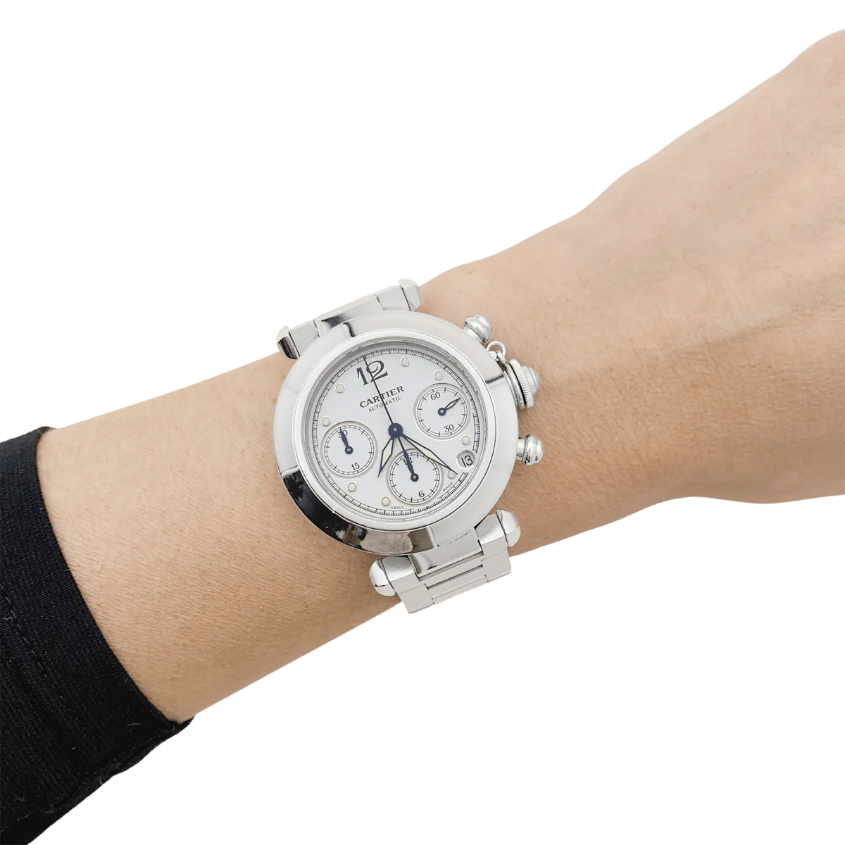 Montre Cartier "Pasha" acier. - Image 7