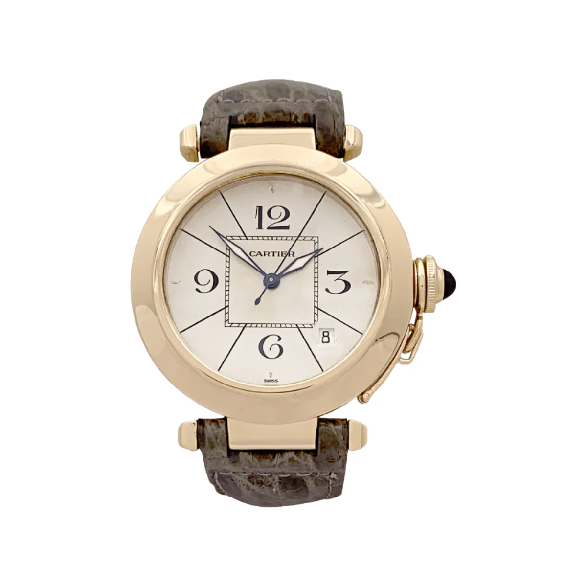 Montre CARTIER "Pasha" en or jaune et cuir