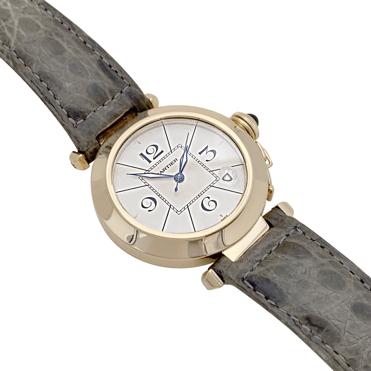 Montre CARTIER "Pasha" en or jaune et cuir - Image 4
