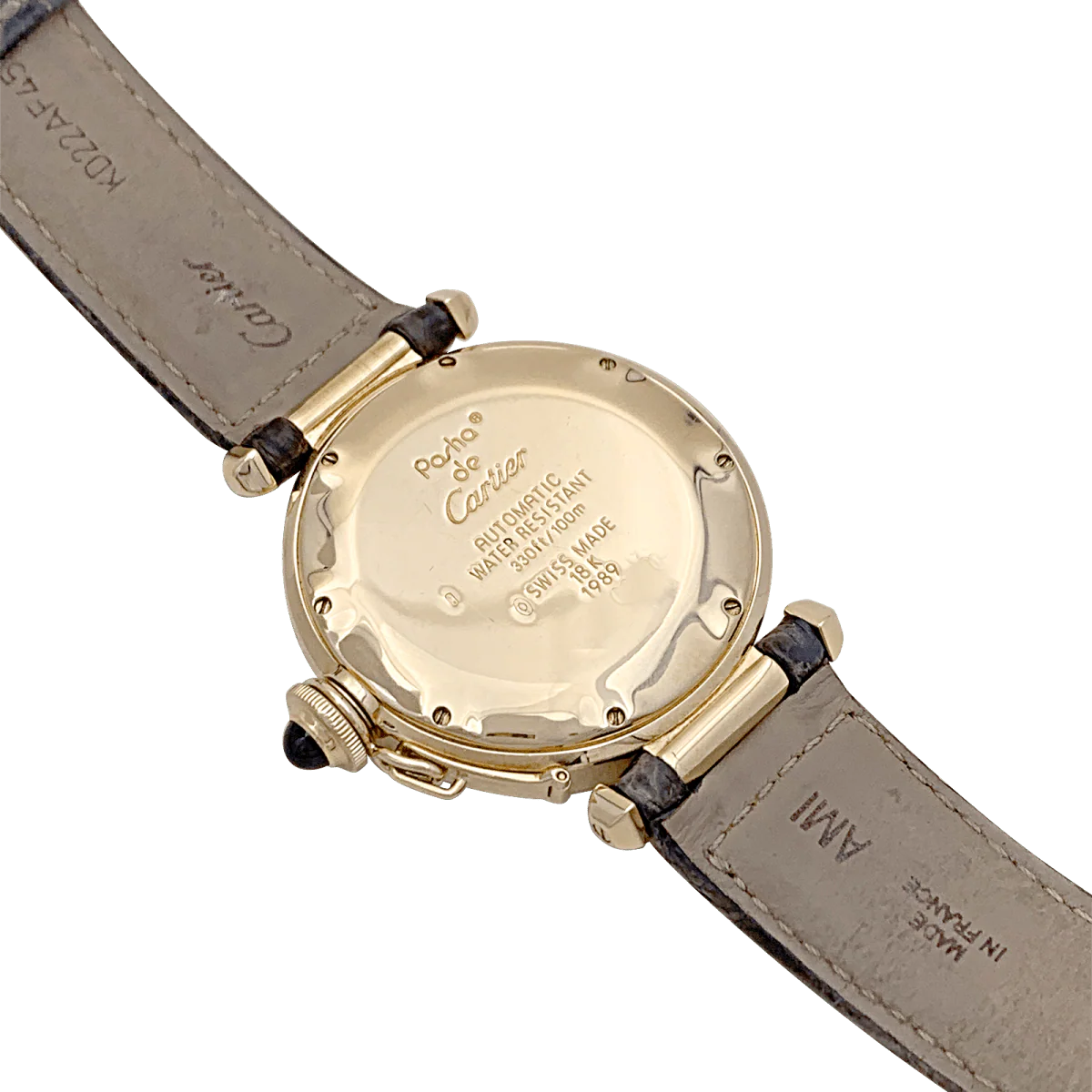 Montre CARTIER "Pasha" en or jaune et cuir - Image 5