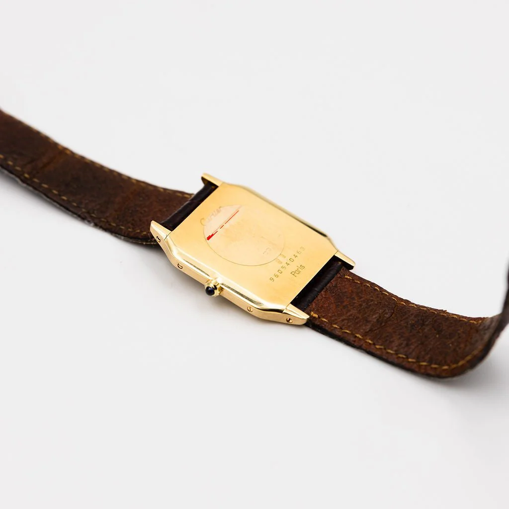 Montre CARTIER "Santos-Dumont" en or jaune et cuir - Image 3