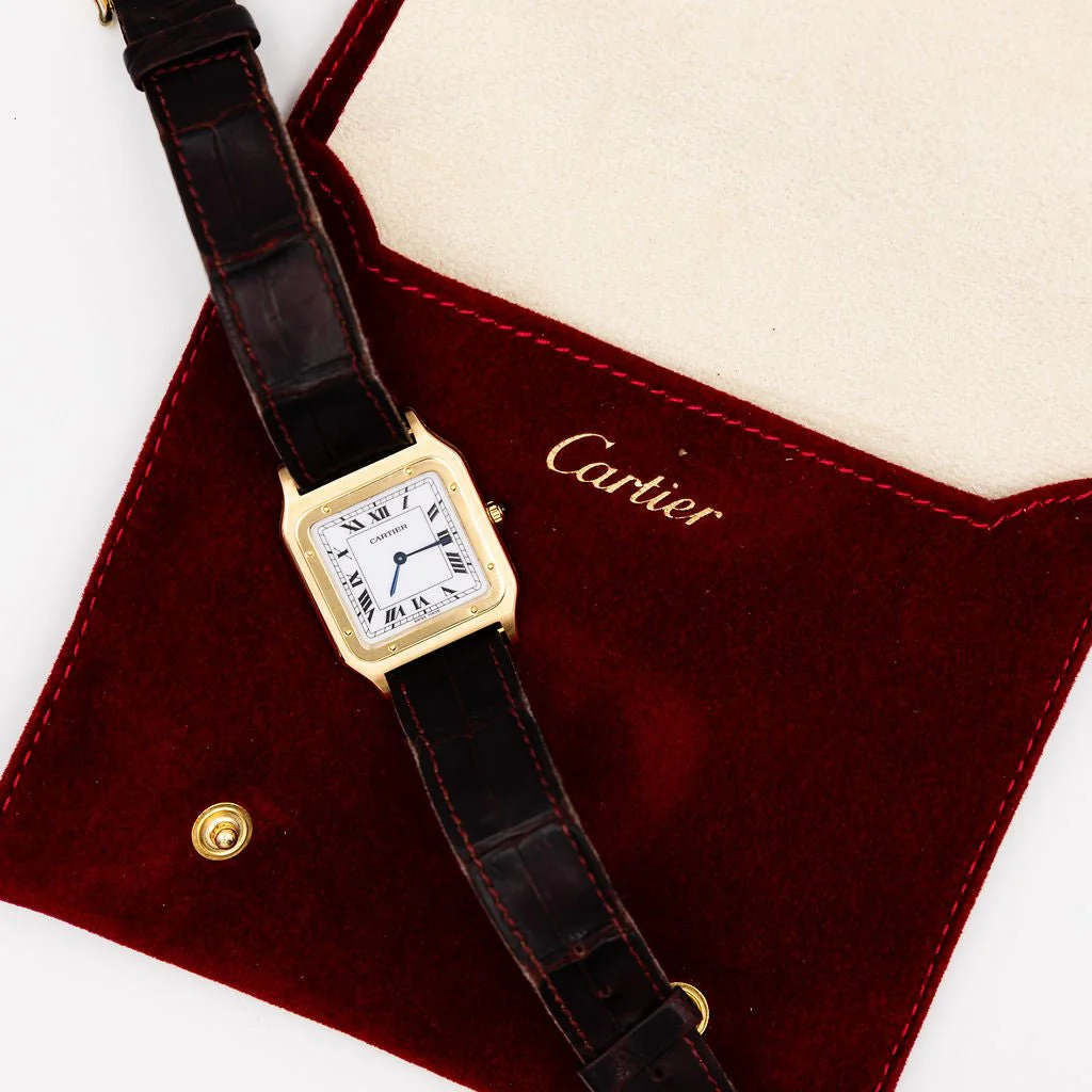 Montre CARTIER "Santos-Dumont" en or jaune et cuir - Image 4