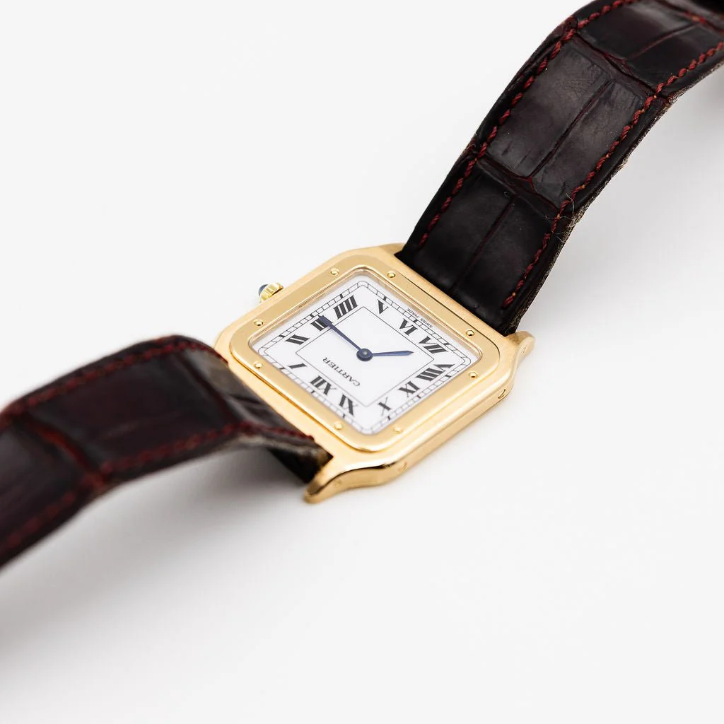 Montre CARTIER "Santos-Dumont" en or jaune et cuir - Image 5