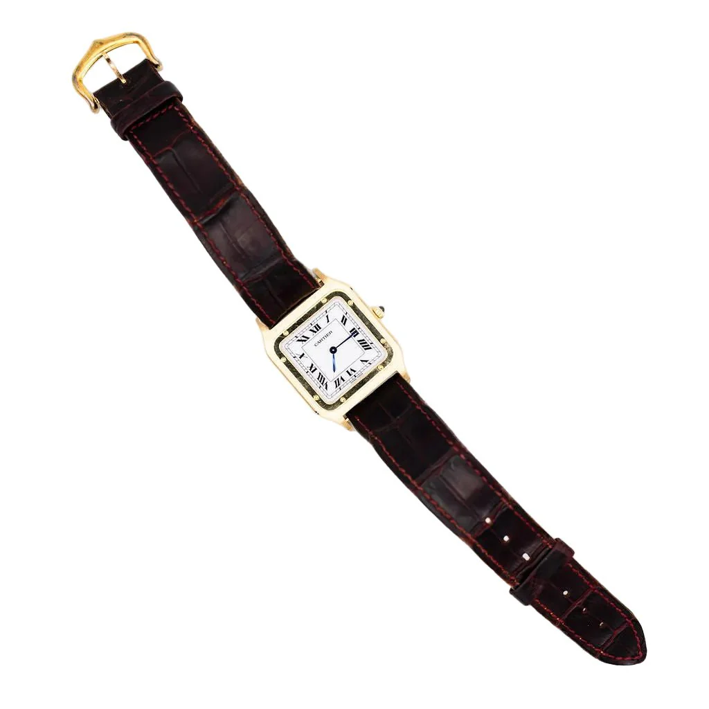 Montre CARTIER "Santos-Dumont" en or jaune et cuir - Image 7