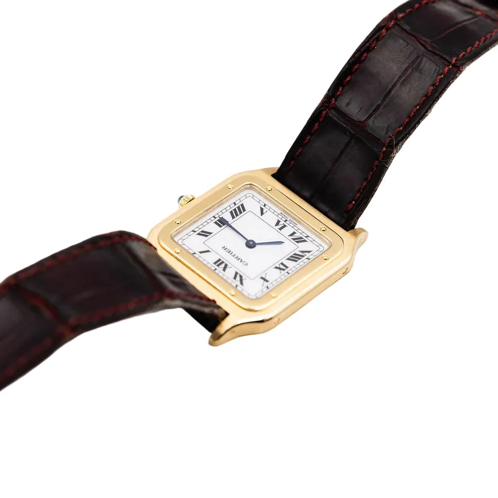 Montre CARTIER "Santos-Dumont" en or jaune et cuir - Image 9