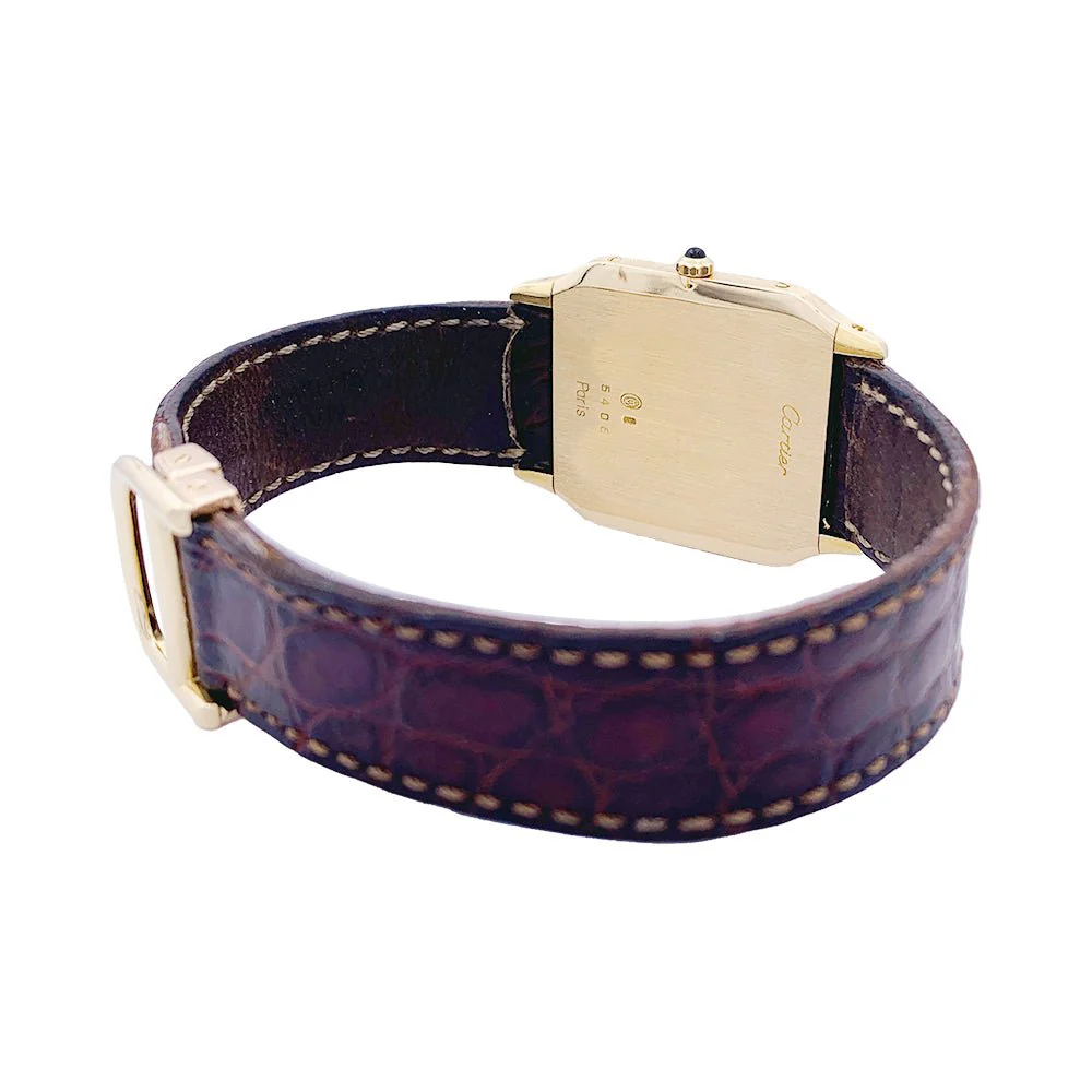 Montre Cartier ,"Santos Dumont", or jaune, cuir. - Image 3