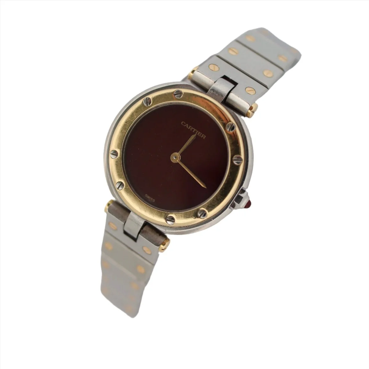 Montre Cartier Santos en or jaune et acier - Image 3