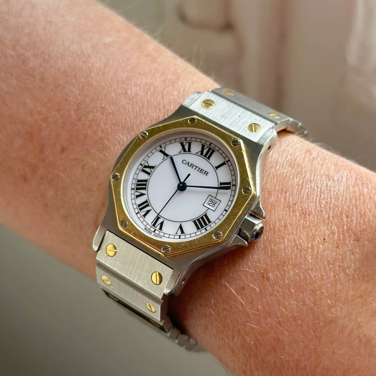 Montre CARTIER "Santos" en or jaune et acier - Image 2
