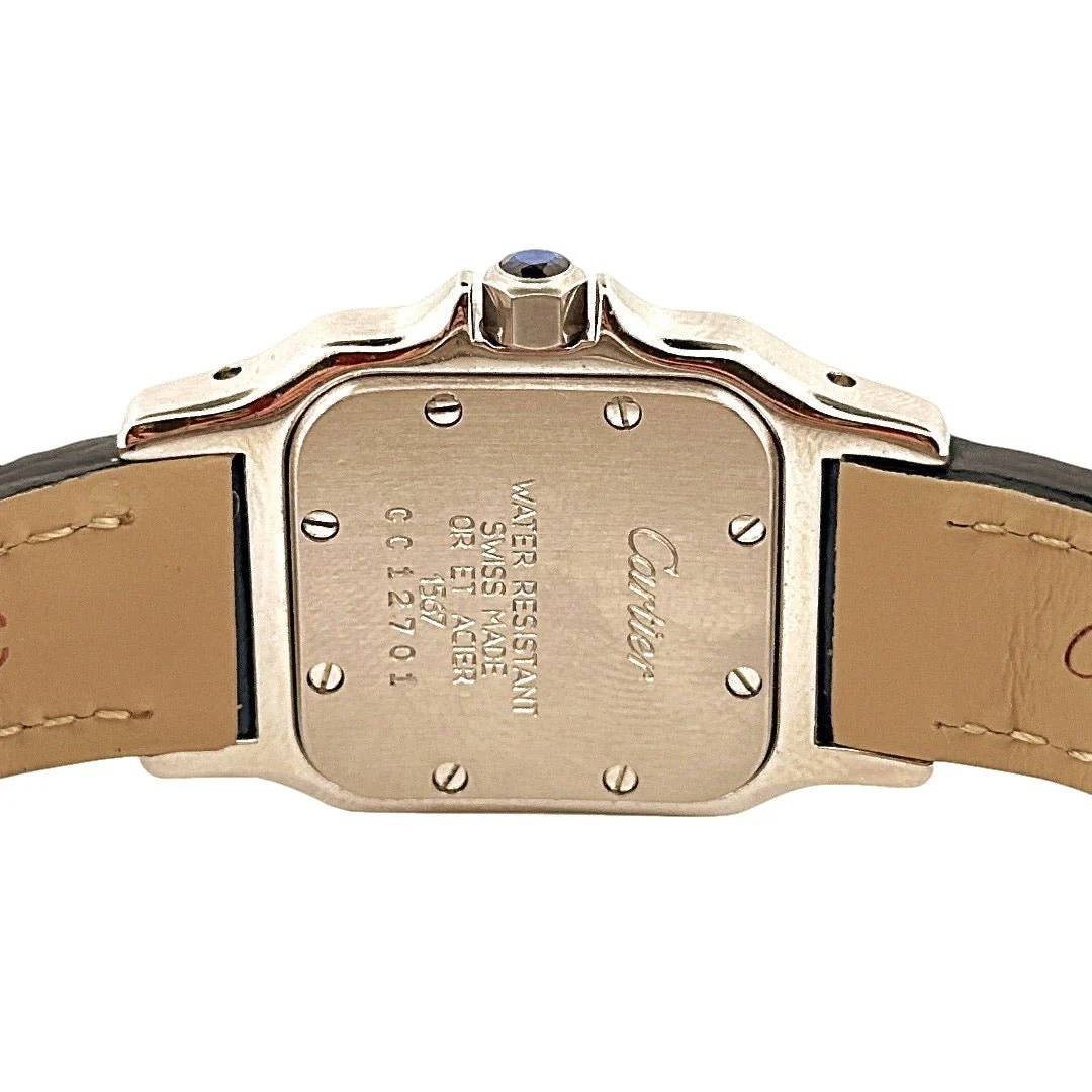 Montre CARTIER "Santos" en or jaune, acier et cuir - Image 4