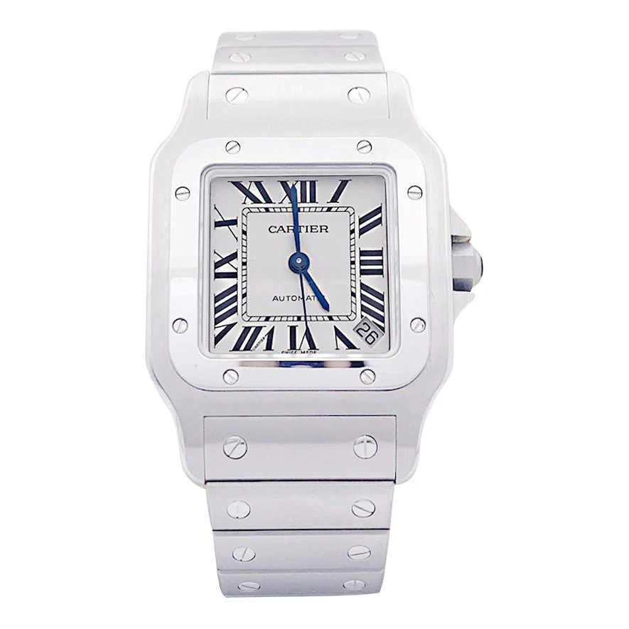 Montre Cartier "Santos Galbée", acier et argent