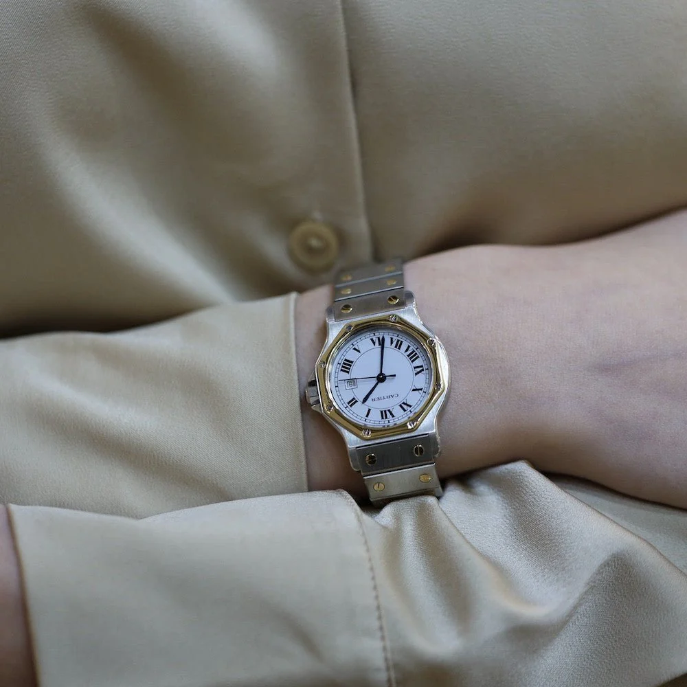 Montre CARTIER "Santos" en or jaune et acier - Image 2