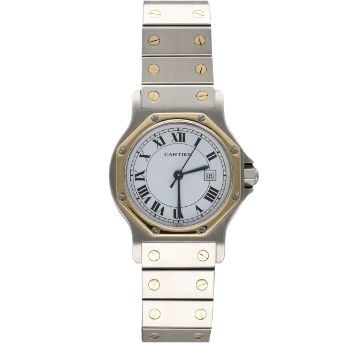 Montre CARTIER "Santos" en or jaune et acier - Image 3