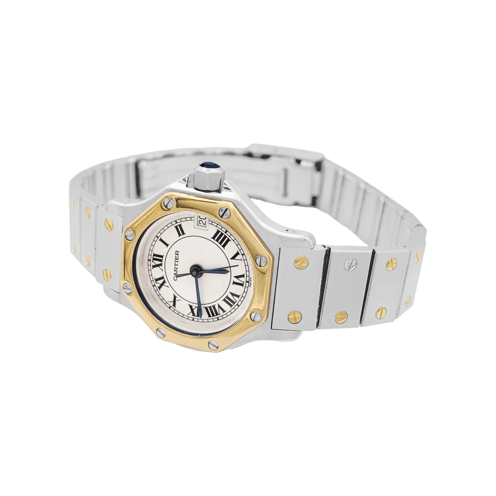 Montre CARTIER "Santos Octogonale" en or jaune et acier - Image 3