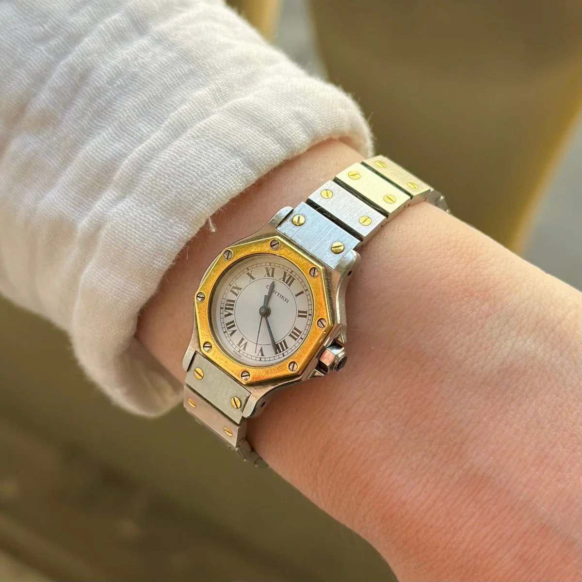 Montre CARTIER "Santos Octagonale" en or jaune et acier - Image 2