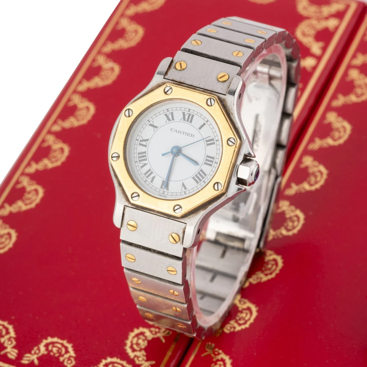 Montre CARTIER "Santos Octagonale" en or jaune et acier - Image 5