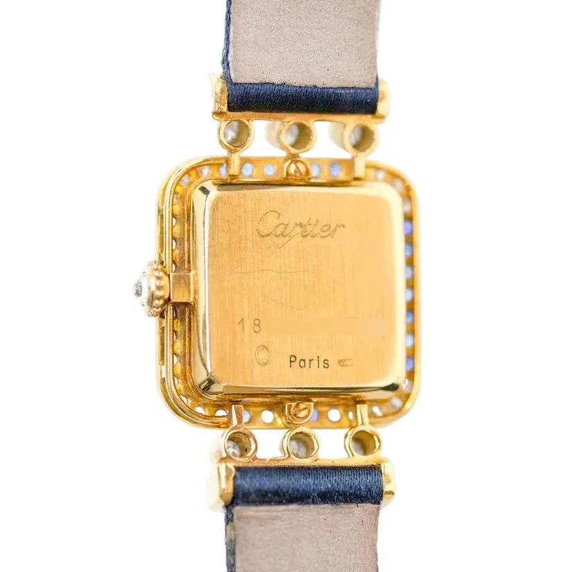 Montre CARTIER "Sonate" en or jaune, saphirs et diamants - Image 4