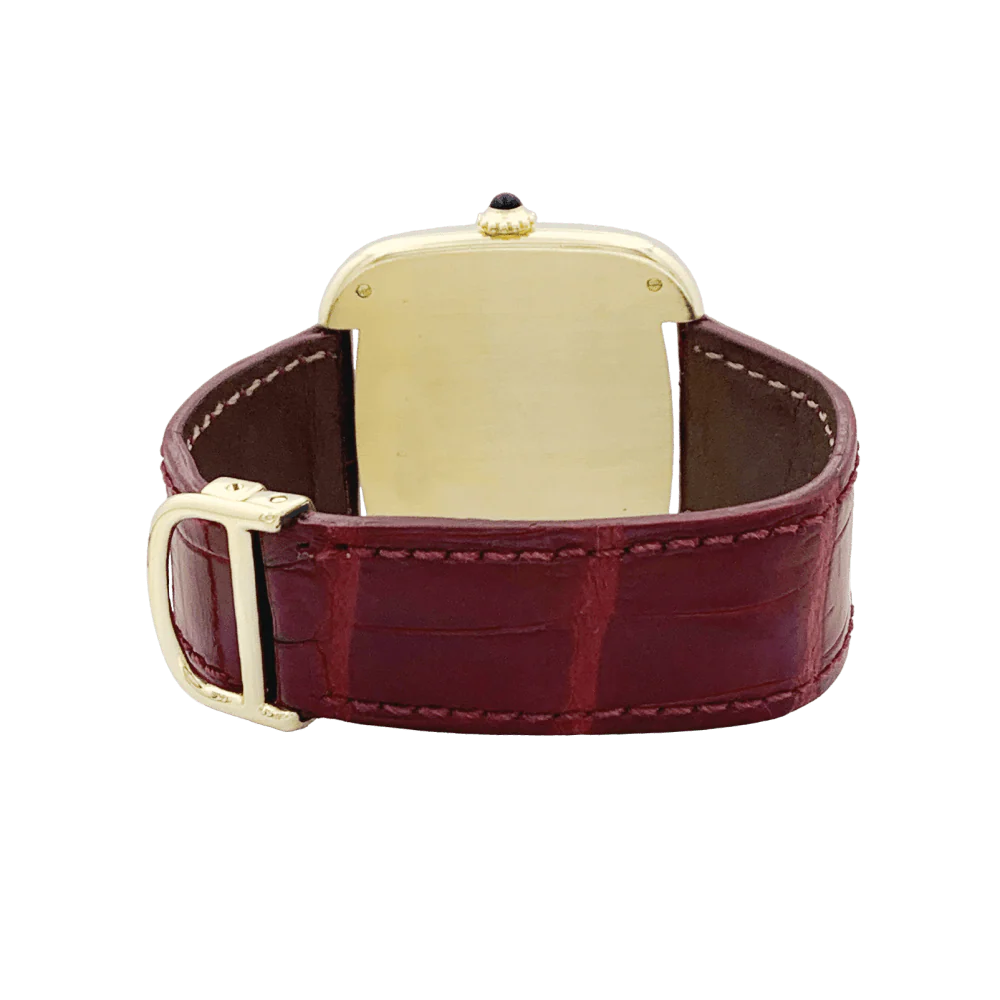 Montre CARTIER "Square" en or jaune, or rose, cuir et acier - Image 5