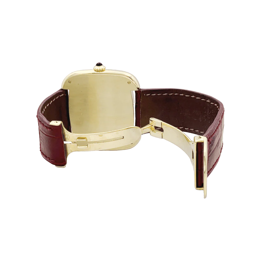 Montre CARTIER "Square" en or jaune, or rose, cuir et acier - Image 6