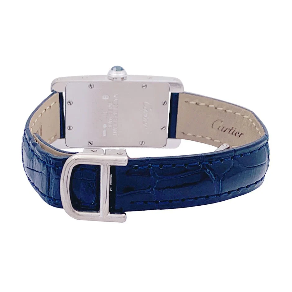 Montre Quartz CARTIER "Tank Américaine" en or blanc et cuir - Image 4